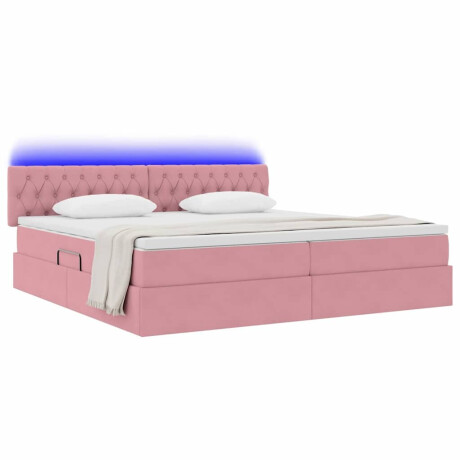 vidaXL Bed met LED -striplichten met opslag Roze 200 x 200 cm Fluweel afbeelding3 - 1