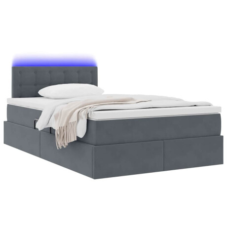 vidaXL Bed met LED -striplichten Donkergrijs 120 x 200 cm Fluweel afbeelding3 - 1