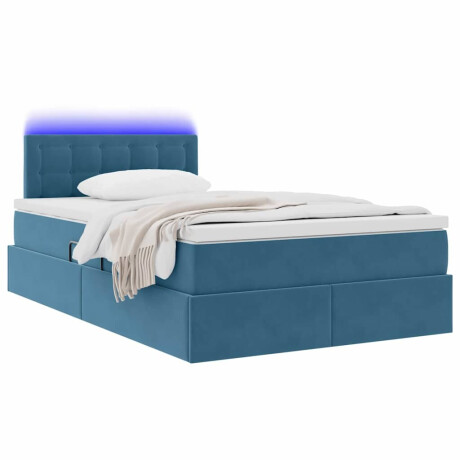 vidaXL Bed met LED -striplichten Donkerblauw 120 x 200 cm Fluweel afbeelding3 - 1
