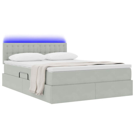 vidaXL Bed met LED -striplichten Lichtgrijs 140 x 190 cm Fluweel afbeelding3 - 1