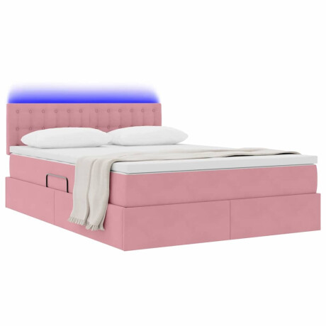vidaXL Bed met LED -striplichten met opslag Roze 140 x 190 cm Fluweel afbeelding3 - 1