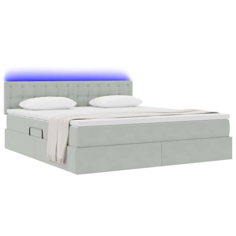 vidaXL Bed met LED -striplichten Lichtgrijs 160 x 200 cm Fluweel afbeelding3 - 1