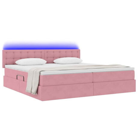 vidaXL Bed met LED -striplichten met opslag Roze 200 x 200 cm Fluweel afbeelding3 - 1