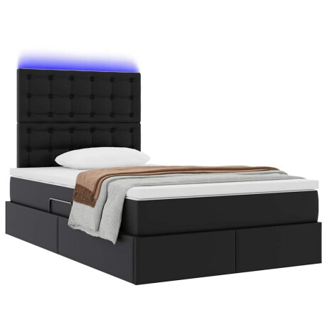 vidaXL Bed met LED -striplichten met hoofdeinde Zwart 120 x 200 cm PVC afbeelding3 - 1