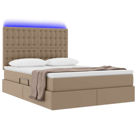 vidaXL Bed met LED -striplichten Cappuccino 140 x 190 cm PVC afbeelding3 - 1