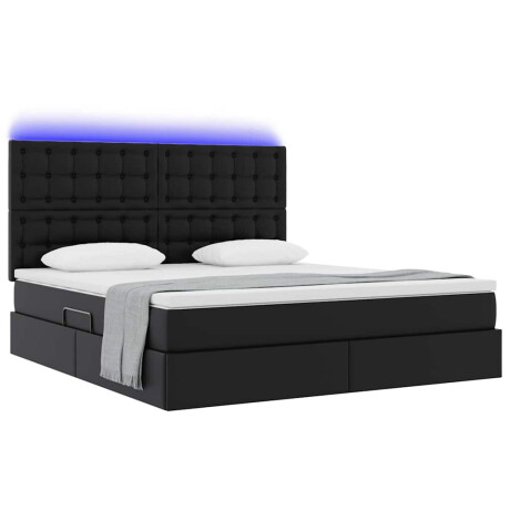 vidaXL Bed met LED -striplichten met hoofdeinde Zwart 160 x 200 cm PVC afbeelding3 - 1