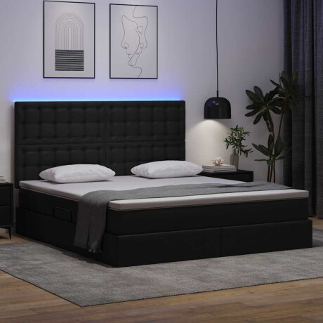 vidaXL Bed met LED -striplichten met hoofdeinde Zwart 180 x 200 cm PVC afbeelding3 - 1