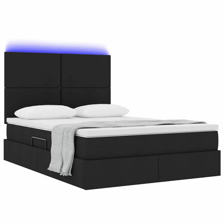vidaXL Bed met LED -striplichten met opslag Zwart 140 x 190 cm Stof afbeelding3 - 1