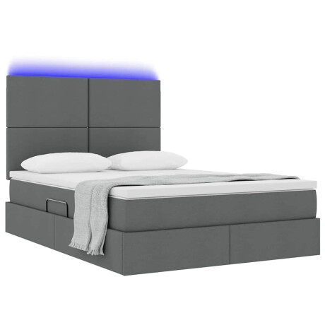 vidaXL Bed met LED -striplichten Donkergrijs 140 x 200 cm Stof afbeelding3 - 1