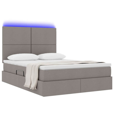 vidaXL Bed met LED -striplichten met opslag Taupe 140 x 200 cm Stof afbeelding3 - 1
