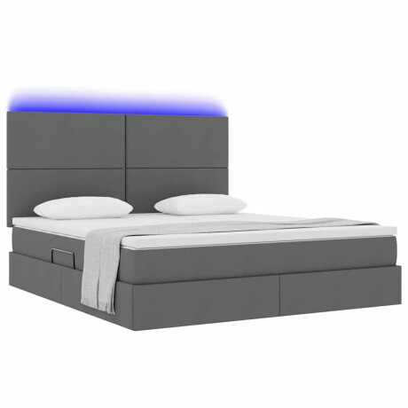 vidaXL Bed met LED -striplichten Donkergrijs 180 x 200 cm Stof afbeelding3 - 1