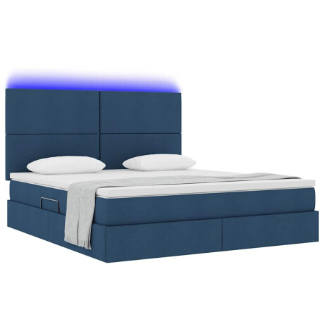 vidaXL Bed met LED -striplichten met opslag Blauw 180 x 200 cm Stof afbeelding3 - 1