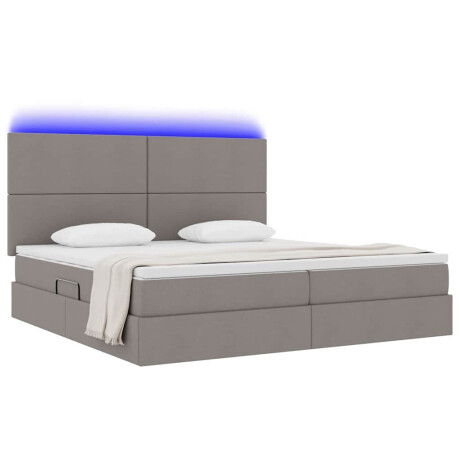 vidaXL Bed met LED -striplichten met opslag Taupe 200 x 200 cm Stof afbeelding3 - 1