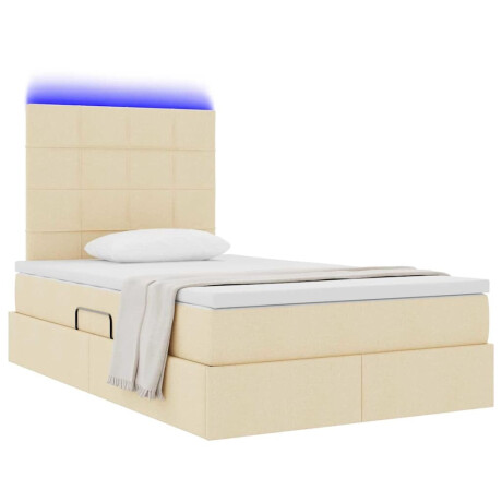 vidaXL Bed met LED -striplichten met opslag Crème 120 x 200 cm Stof afbeelding3 - 1