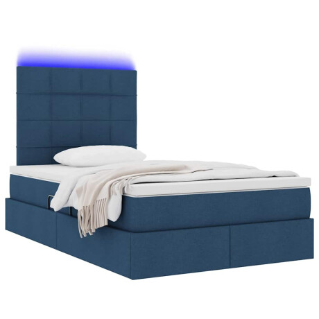 vidaXL Bed met LED -striplichten met opslag Blauw 120 x 200 cm Stof afbeelding3 - 1