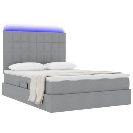 vidaXL Bed met LED -striplichten Lichtgrijs 140 x 190 cm Stof afbeelding3 - 1