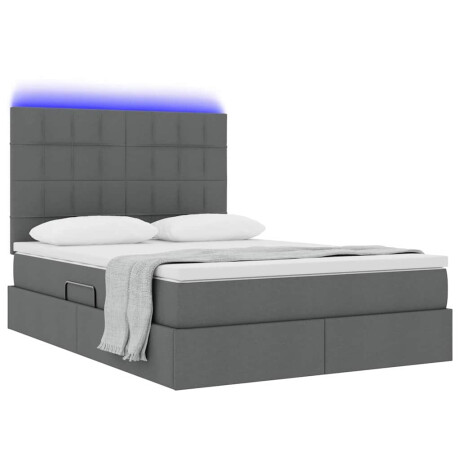 vidaXL Bed met LED -striplichten Donkergrijs 140 x 200 cm Stof afbeelding3 - 1