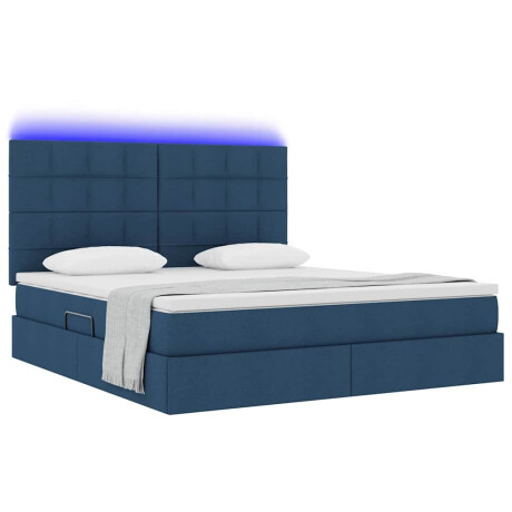 vidaXL Bed met LED -striplichten met opslag Blauw 160 x 200 cm Stof afbeelding3 - 1