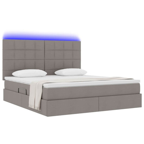 vidaXL Bed met LED -striplichten met opslag Taupe 180 x 200 cm Stof afbeelding3 - 1