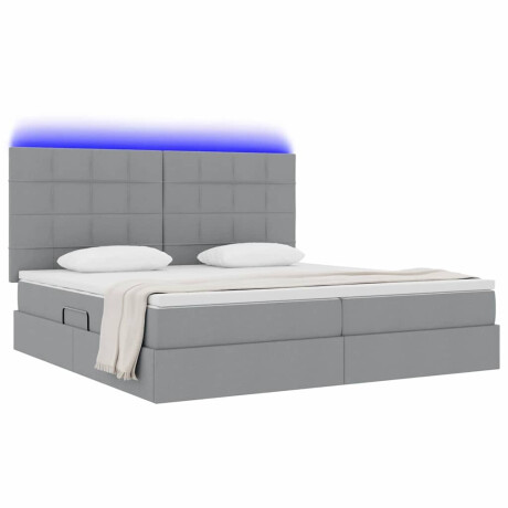 vidaXL Bed met LED -striplichten Lichtgrijs 200 x 200 cm Stof afbeelding3 - 1
