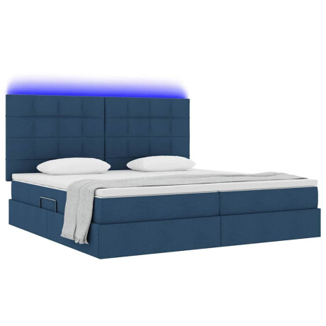 vidaXL Bed met LED -striplichten met opslag Blauw 200 x 200 cm Stof afbeelding3 - 1