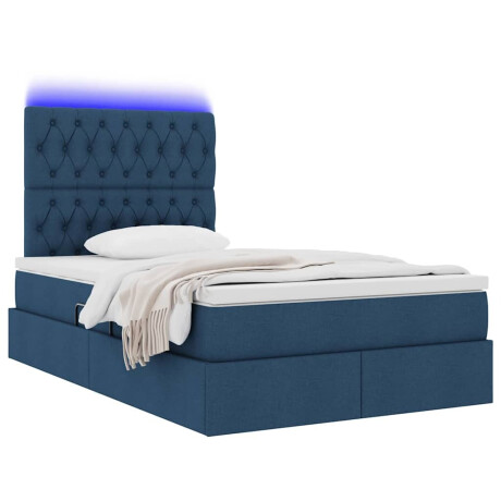 vidaXL Bed met LED -striplichten met opslag Blauw 120 x 200 cm Stof afbeelding3 - 1