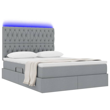 vidaXL Bed met LED -striplichten Lichtgrijs 140 x 200 cm Stof afbeelding3 - 1
