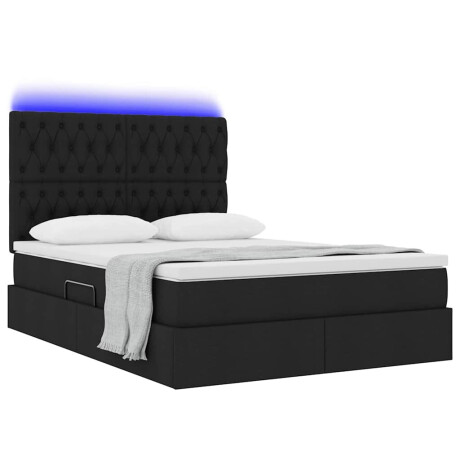 vidaXL Bed met LED -striplichten met opslag Zwart 140 x 200 cm Stof afbeelding3 - 1