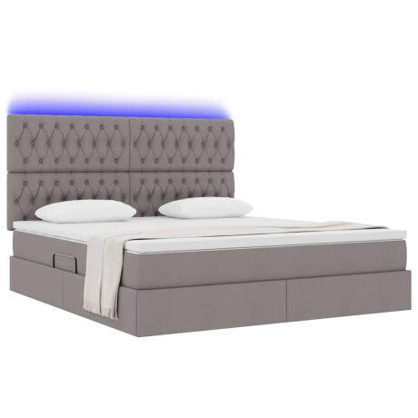 vidaXL Bed met LED -striplichten met opslag Taupe 160 x 200 cm Stof afbeelding3 - 1