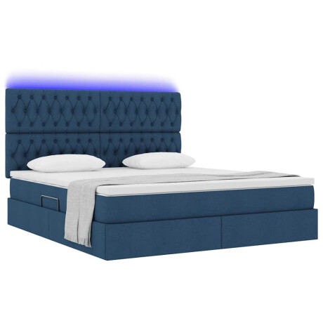 vidaXL Bed met LED -striplichten met opslag Blauw 160 x 200 cm Stof afbeelding3 - 1