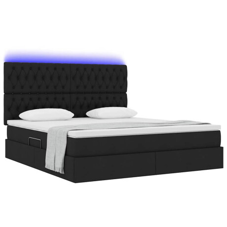 vidaXL Bed met LED -striplichten met opslag Zwart 180 x 200 cm Stof afbeelding3 - 1