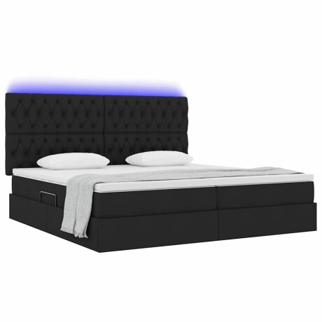 vidaXL Bed met LED -striplichten met opslag Zwart 200 x 200 cm Stof afbeelding3 - 1