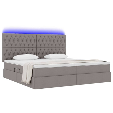 vidaXL Bed met LED -striplichten met opslag Taupe 200 x 200 cm Stof afbeelding3 - 1