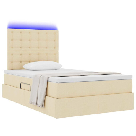 vidaXL Bed met LED -striplichten met opslag Crème 120 x 200 cm Stof afbeelding3 - 1