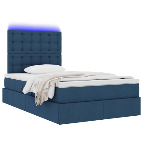 vidaXL Bed met LED -striplichten met opslag Blauw 120 x 200 cm Stof afbeelding3 - 1
