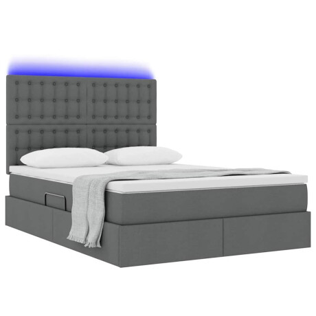 vidaXL Bed met LED -striplichten Donkergrijs 140 x 200 cm Stof afbeelding3 - 1