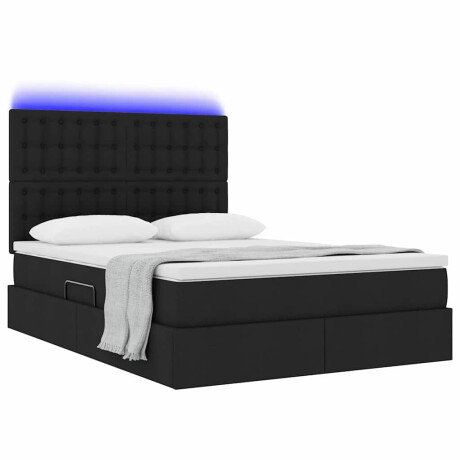 vidaXL Bed met LED -striplichten met opslag Zwart 140 x 200 cm Stof afbeelding3 - 1
