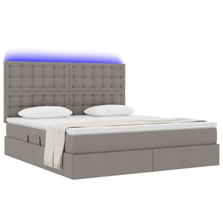 vidaXL Bed met LED -striplichten met opslag Taupe 160 x 200 cm Stof afbeelding3 - 1