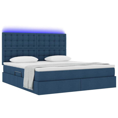 vidaXL Bed met LED -striplichten met opslag Blauw 160 x 200 cm Stof afbeelding3 - 1