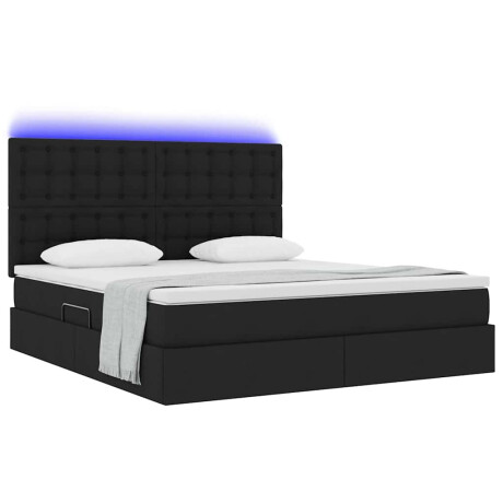 vidaXL Bed met LED -striplichten met opslag Zwart 180 x 200 cm Stof afbeelding3 - 1