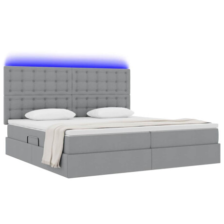 vidaXL Bed met LED -striplichten Lichtgrijs 200 x 200 cm Stof afbeelding3 - 1