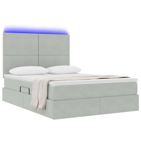 vidaXL Bed met LED -striplichten Lichtgrijs 140 x 190 cm Fluweel afbeelding3 - 1