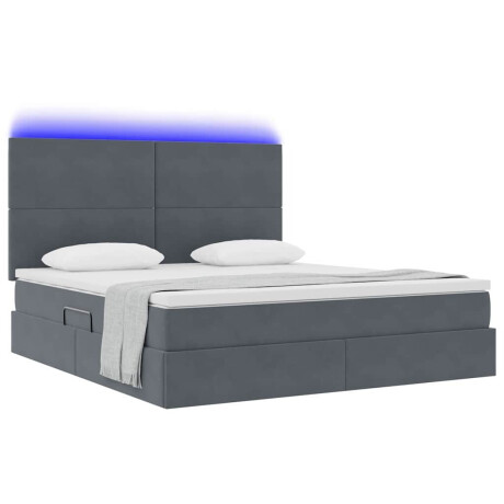 vidaXL Bed met LED -striplichten Donkergrijs 160 x 200 cm Fluweel afbeelding3 - 1