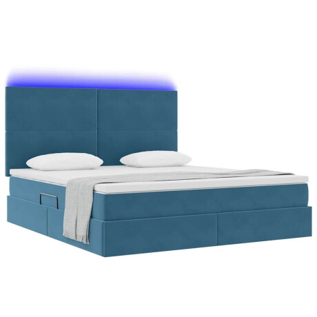 vidaXL Bed met LED -striplichten Donkerblauw 160 x 200 cm Fluweel afbeelding3 - 1