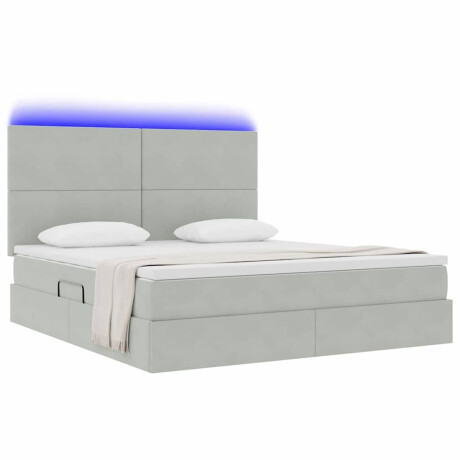 vidaXL Bed met LED -striplichten Lichtgrijs 180 x 200 cm Fluweel afbeelding3 - 1