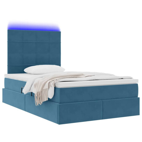 vidaXL Bed met LED -striplichten Donkerblauw 120 x 200 cm Fluweel afbeelding3 - 1