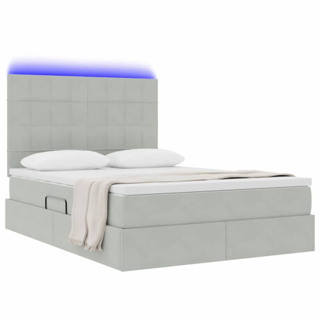 vidaXL Bed met LED -striplichten Lichtgrijs 140 x 190 cm Fluweel afbeelding3 - 1