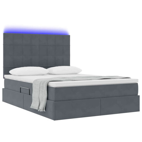 vidaXL Bed met LED -striplichten Donkergrijs 140 x 200 cm Fluweel afbeelding3 - 1