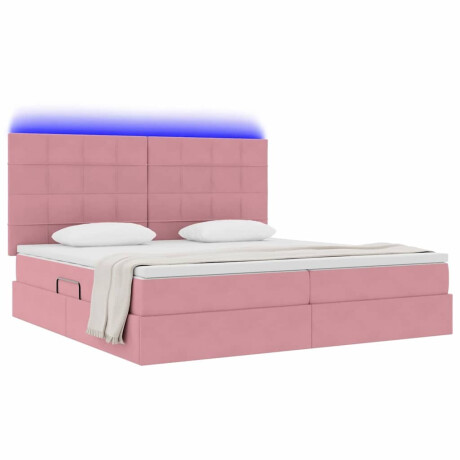 vidaXL Bed met LED -striplichten met opslag Roze 200 x 200 cm Fluweel afbeelding3 - 1