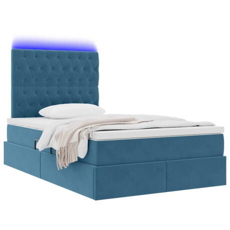 vidaXL Bed met LED -striplichten Donkerblauw 120 x 200 cm Fluweel afbeelding3 - 1